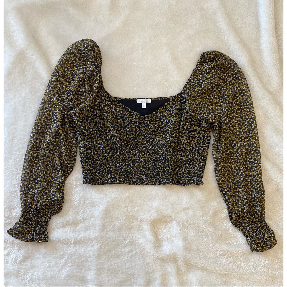Long Sleeve Crop Top Blouse